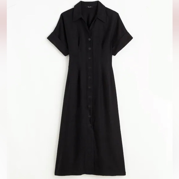 Madewell Pleated Midi Shirtdress in 100% Linen - Picture 6 of 7